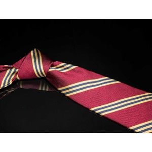 Brooks Brothers 346 100% Silk Tie Maroon Tan Striped Mens Designer Necktie USA